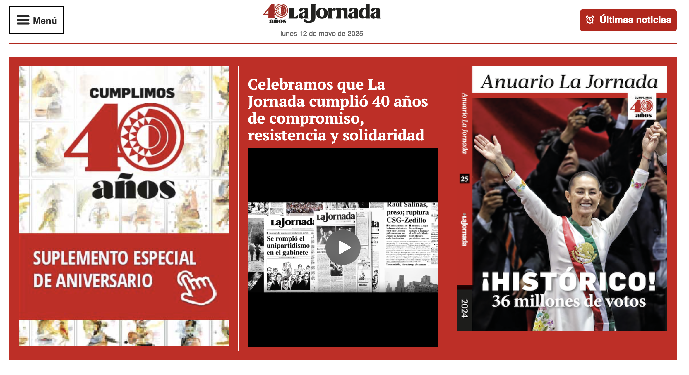 Le site internet du journal mexicain La Jornada.